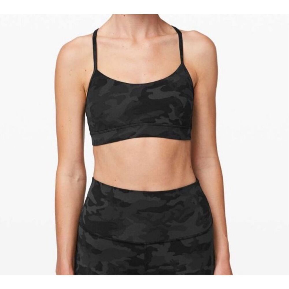 Lululemon strappy gray camo sporty size 10 yoga bra